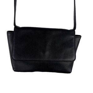 Vintage Paloma Picasso Black Leather Bag Gold Logo Hardware Designer Purse Italy